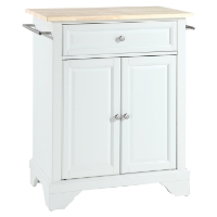 LaFayette Kitchen Island - Natural Wood Top, Portable, White