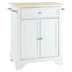 LaFayette Kitchen Island - Natural Wood Top, Portable, White 