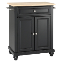 Cambridge Kitchen Island - Portable, Natural Wood Top, Black