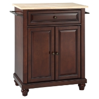 Cambridge Kitchen Island - Portable, Natural Wood Top, Vintage Mahogany