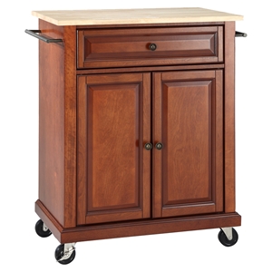 Natural Wood Top Portable Kitchen Cart/Island - Classic Cherry 