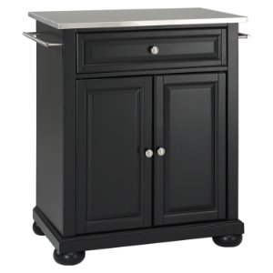 Alexandria Stainless Steel Top Portable Kitchen Island - Black 