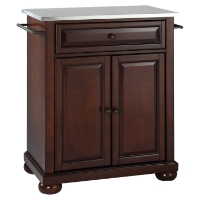 Alexandria Stainless Steel Top Portable Kitchen Island - Vintage Mahogany