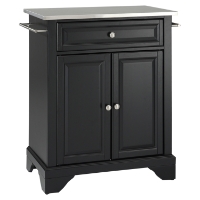 LaFayette Kitchen Island - Stainless Steel Top, Portable, Black