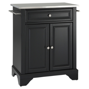 LaFayette Kitchen Island - Stainless Steel Top, Portable, Black 