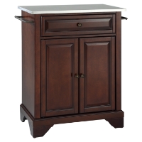 LaFayette Kitchen Island - Stainless Steel Top, Portable, Vintage Mahogany