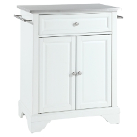 LaFayette Kitchen Island - Stainless Steel Top, Portable, White