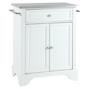 LaFayette Kitchen Island - Stainless Steel Top, Portable, White 