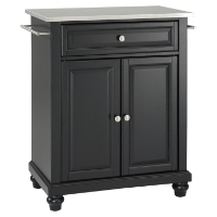 Cambridge Kitchen Island - Stainless Steel Top, Portable, Black
