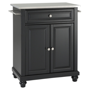 Cambridge Kitchen Island - Stainless Steel Top, Portable, Black 