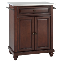 Cambridge Kitchen Island - Stainless Steel Top, Portable, Vintage Mahogany