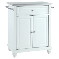 Cambridge Kitchen Island - Stainless Steel Top, Portable, White