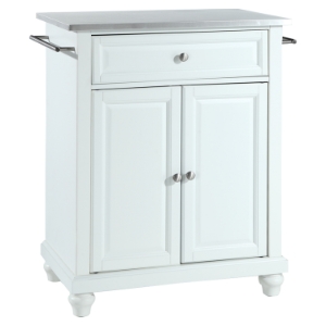 Cambridge Kitchen Island - Stainless Steel Top, Portable, White 