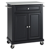 Stainless Steel Top Portable Kitchen Cart/Island - Casters, Black - CROS-KF30022EBK
