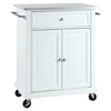 Stainless Steel Top Portable Kitchen Cart/Island - Casters, White - CROS-KF30022EWH