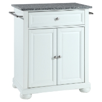 Alexandria Solid Granite Top Portable Kitchen Island - White