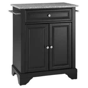 LaFayette Kitchen Island - Granite Top, Portable, Black 