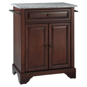 LaFayette Kitchen Island - Granite Top, Portable, Vintage Mahogany 
