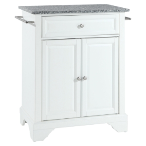 LaFayette Kitchen Island - Granite Top, Portable, White 