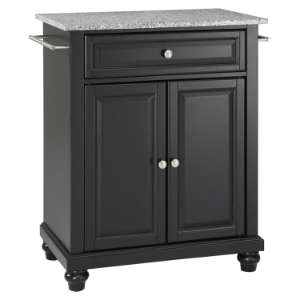Cambridge Kitchen Island - Granite Top, Portable, Black 