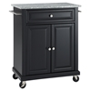 Solid Granite Top Portable Kitchen Cart/Island - Black - CROS-KF30023EBK