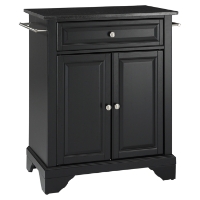 LaFayette Solid Black Granite Top Portable Kitchen Island - Black