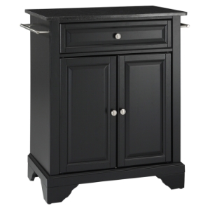 LaFayette Solid Black Granite Top Portable Kitchen Island - Black 