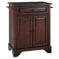 LaFayette Solid Black Granite Top Portable Kitchen Island - Mahogany