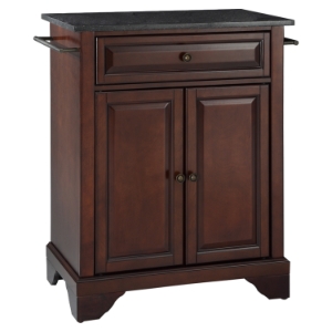LaFayette Solid Black Granite Top Portable Kitchen Island - Mahogany 