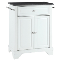 LaFayette Solid Black Granite Top Portable Kitchen Island - White