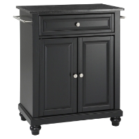 Cambridge Solid Black Granite Top Portable Kitchen Island - Black