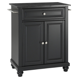 Cambridge Solid Black Granite Top Portable Kitchen Island - Black 