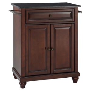 Cambridge Solid Black Granite Top Portable Kitchen Island - Mahogany 