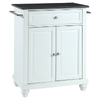 Cambridge Solid Black Granite Top Portable Kitchen Island - White