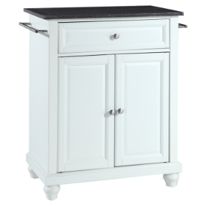 Cambridge Solid Black Granite Top Portable Kitchen Island - White 