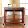 Natural Wood Top Kitchen Cart/Island and Saddle Stools - Classic Cherry - CROS-KF300514CH
