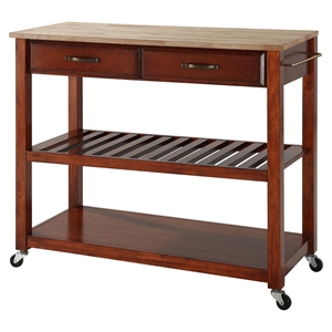 Natural Wood Top Kitchen Cart/Island - Classic Cherry 