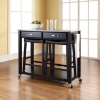 Solid Granite Top Kitchen Island Cart and Saddle Stools - Black - CROS-KF300534BK