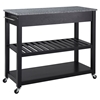 Solid Granite Top Kitchen Cart/Island - Optional Stool Storage, Black - CROS-KF30053BK