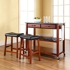 Solid Black Granite Top Kitchen Cart/Island and Stools - Classic Cherry - CROS-KF300544CH