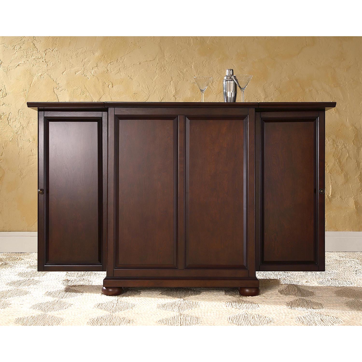 Alexandria Expandable Bar Cabinet - Vintage Mahogany | DCG Stores