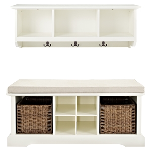 Brennan 2 Pieces Entryway Bench and Shelf Set - White 