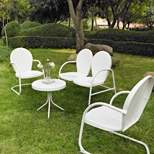 Griffith 4-Piece Conversation Seating Set - White Chairs, White Table 