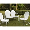 Griffith 3-Piece Conversation Seating Set - 2 Chairs and Loveseat, White - CROS-KO10002WH