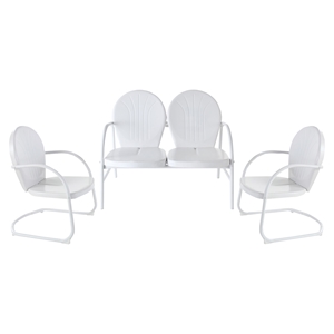 Griffith 3-Piece Conversation Seating Set - 2 Chairs and Loveseat, White 