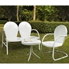 Griffith 3-Piece Conversation Seating Set - White Chairs and Loveseat - CROS-KO10003WH