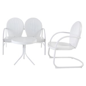 Griffith 3-Piece Conversation Seating Set - White Chairs and Loveseat 