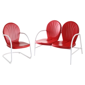 Griffith 2-Piece Metal Outdoor Conversation Seating Set - Red 