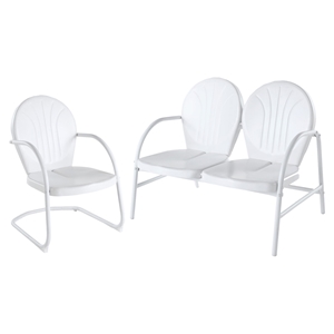 Griffith 2-Piece Metal Outdoor Conversation Seating Set - White 