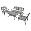 Sedona 4-Piece Conversation Seating Set - Cast Aluminum, Charcoal Black - CROS-KO60001BK